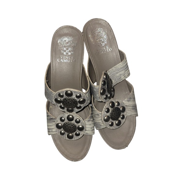 Vince Camuto Shoes - Vince Camuto Wedge Sandals Embellished Metallic Snake Print 7 luxury sexy summer